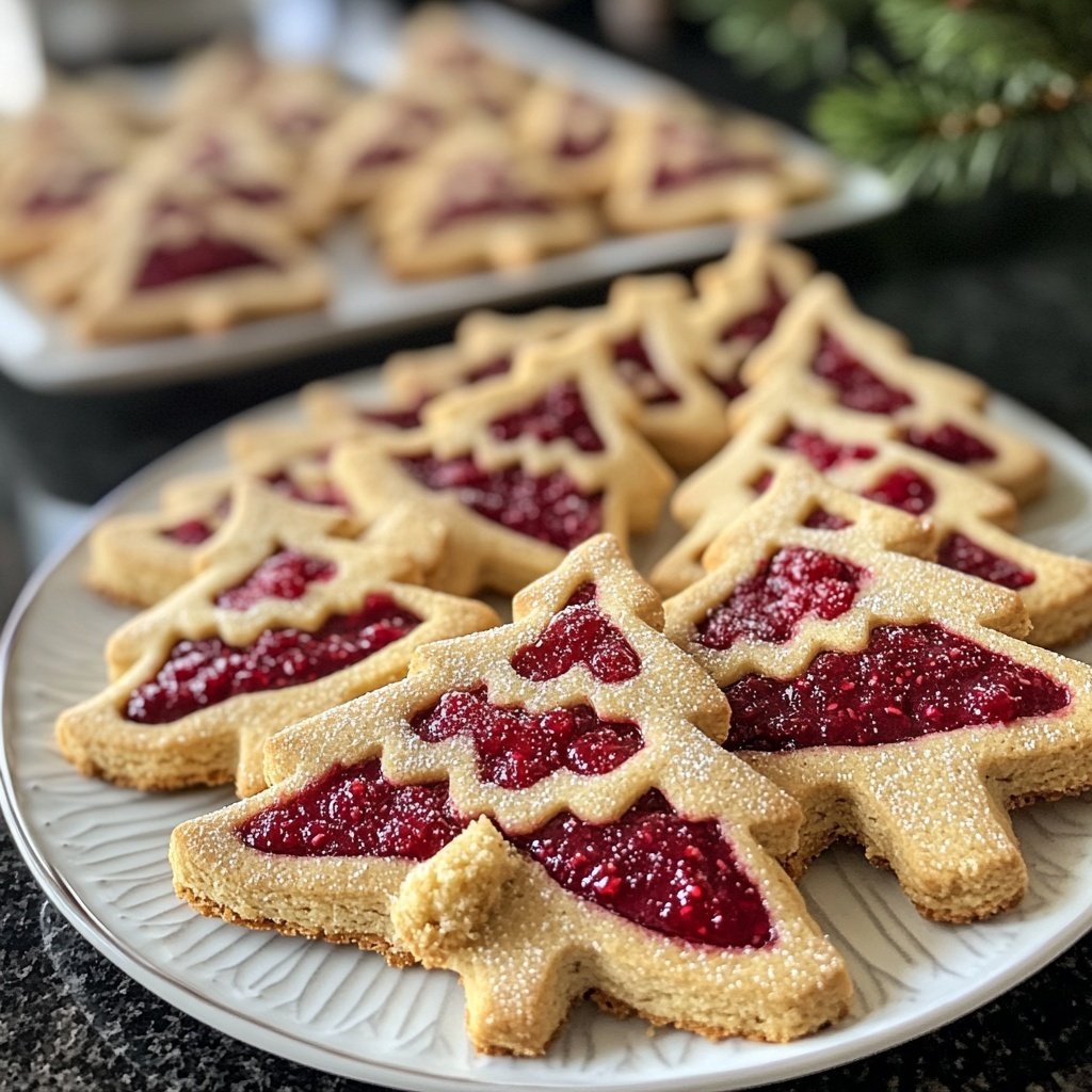 Pistazien-Tannenbäumchen mit Himbeerfüllung