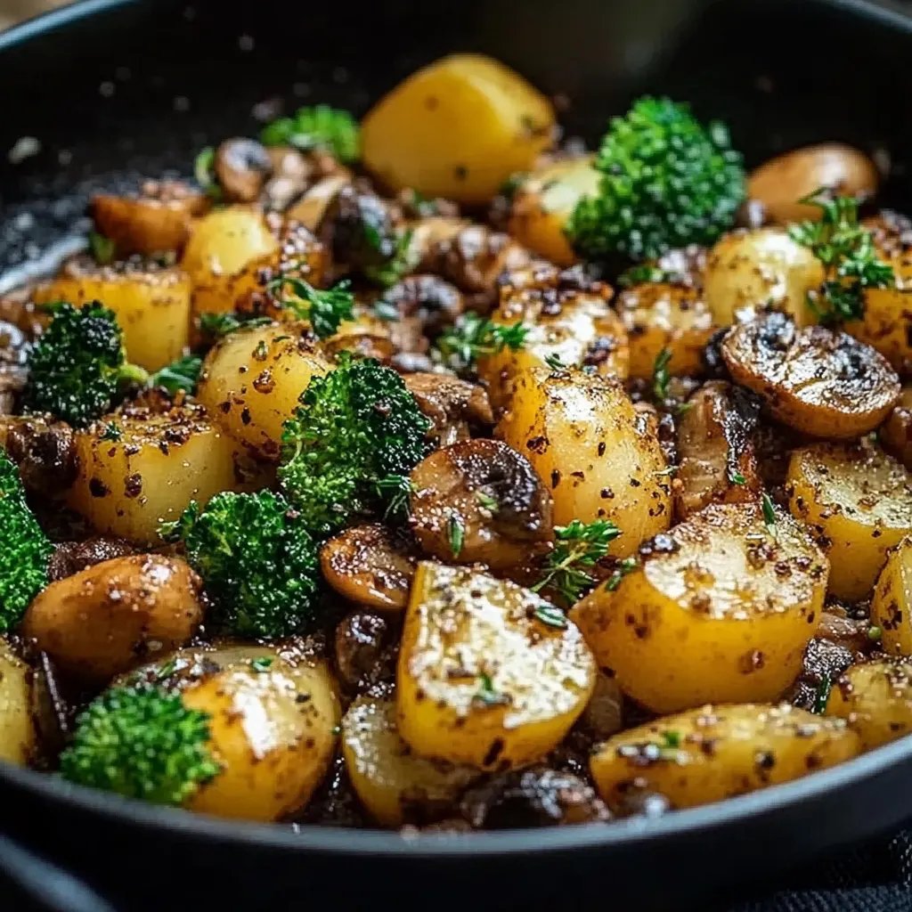 Brokkoli Kartoffel Pfanne mit Pilzen