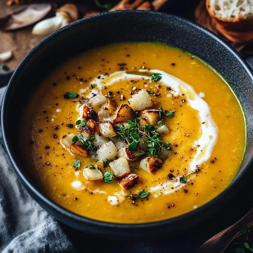 Cremige Karotten Suppe mit Kartoffeln und Lauch