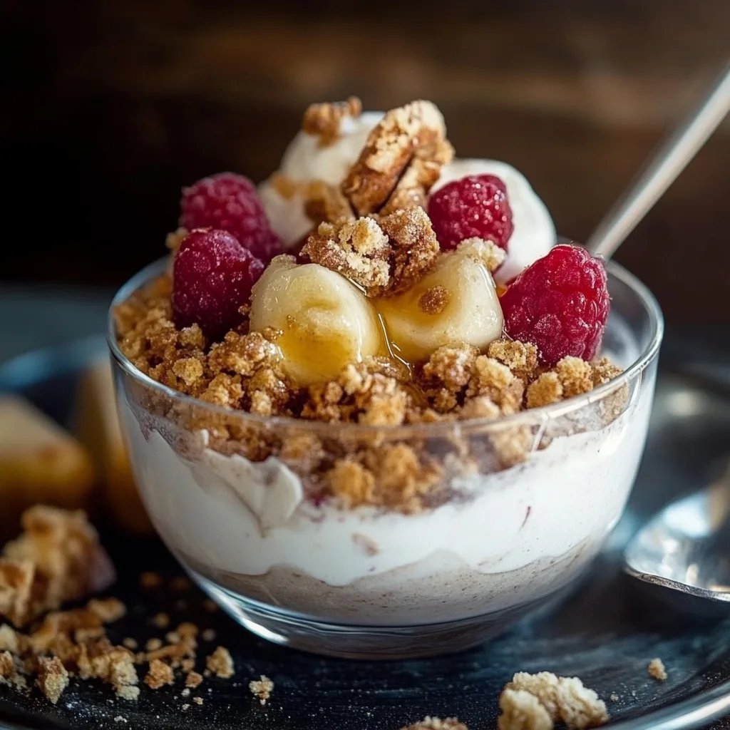 Bratapfel Crumble auf Zimtcreme
