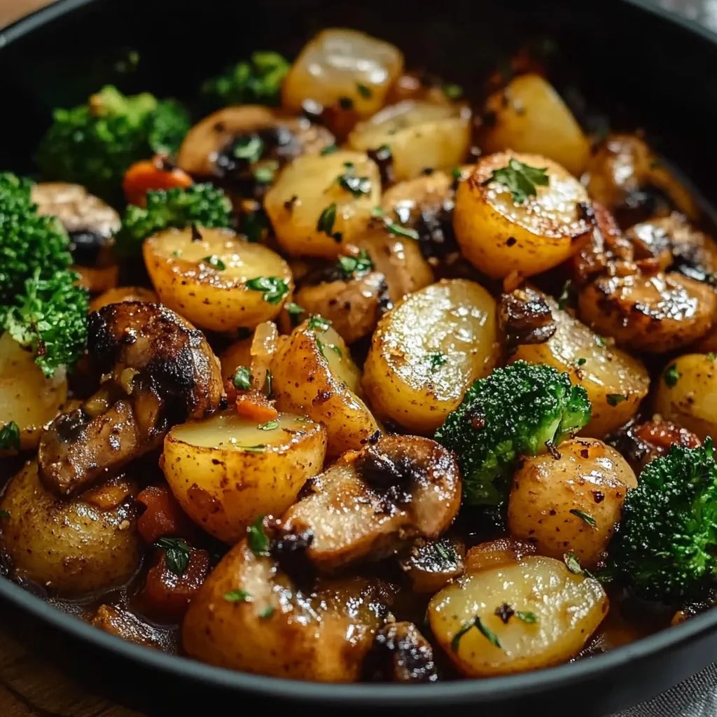 Brokkoli Kartoffel Pfanne mit Pilzen